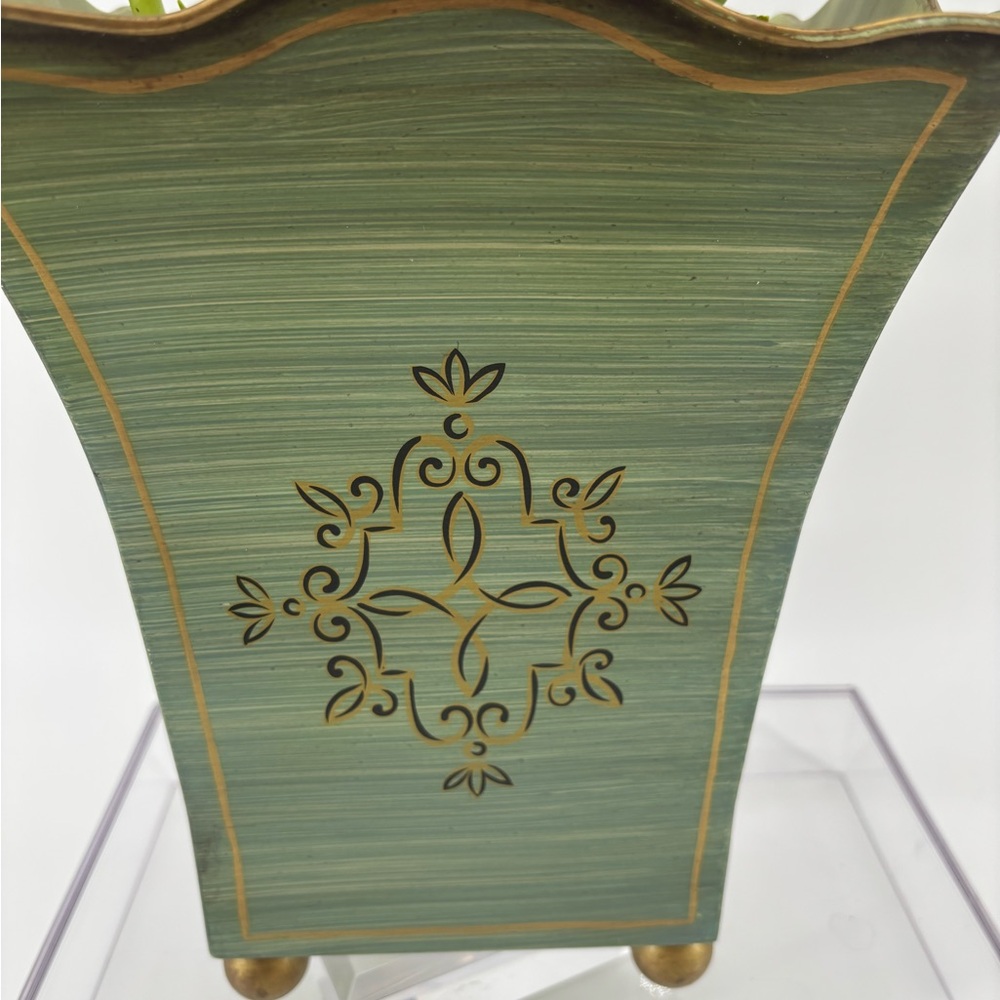 Southern Living At Home Large Gold/Green Scalloped Planter 10.5H x6.5W. - Picture 5 of 5
